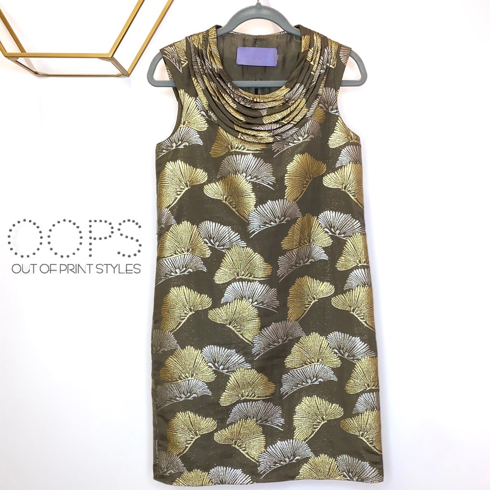 Tan and Gold embroidered Vera Wang Dress